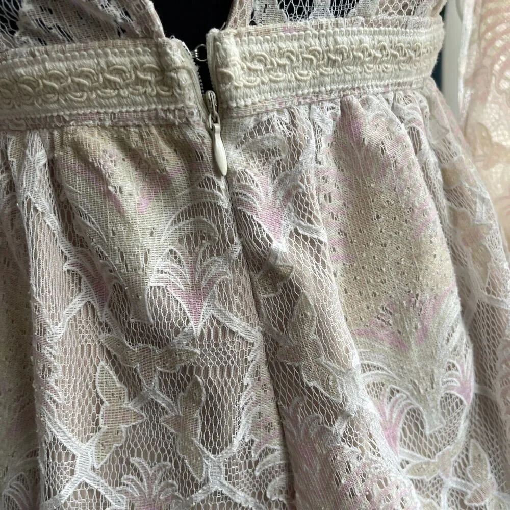 L’atiste by Amy Lace Tassel Romper-Cream/Blush Lined Size:  S - Picture 11 of 16